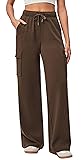 IUGA Fleece Cargo Sweatpants for Women Wide Leg