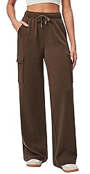 IUGA Fleece Cargo Sweatpants for Women Wide Leg