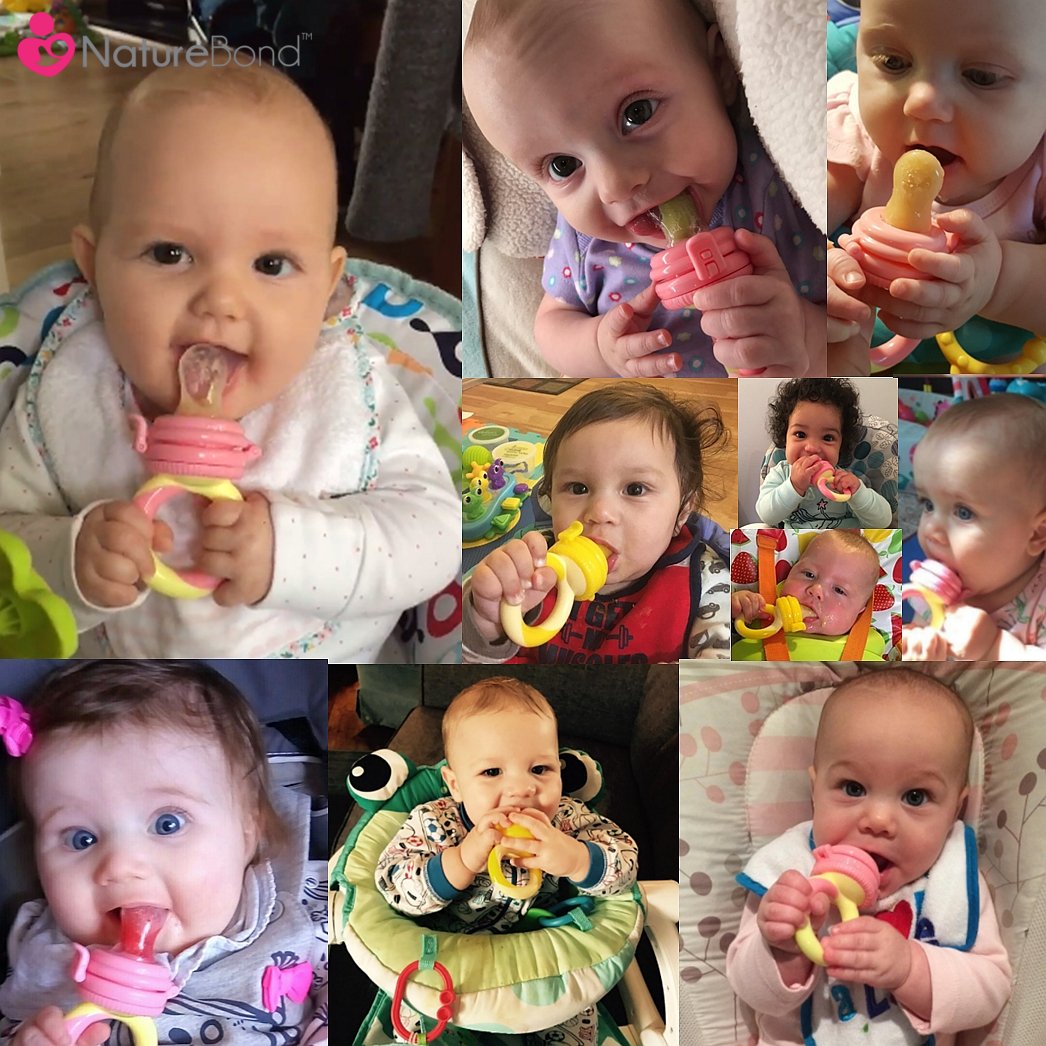 NatureBond Baby Food Feeder/Fruit Feeder Pacifier (2 Pack) - Infant Teething Toy Teether | Includes Additional Silicone Sacs : Baby