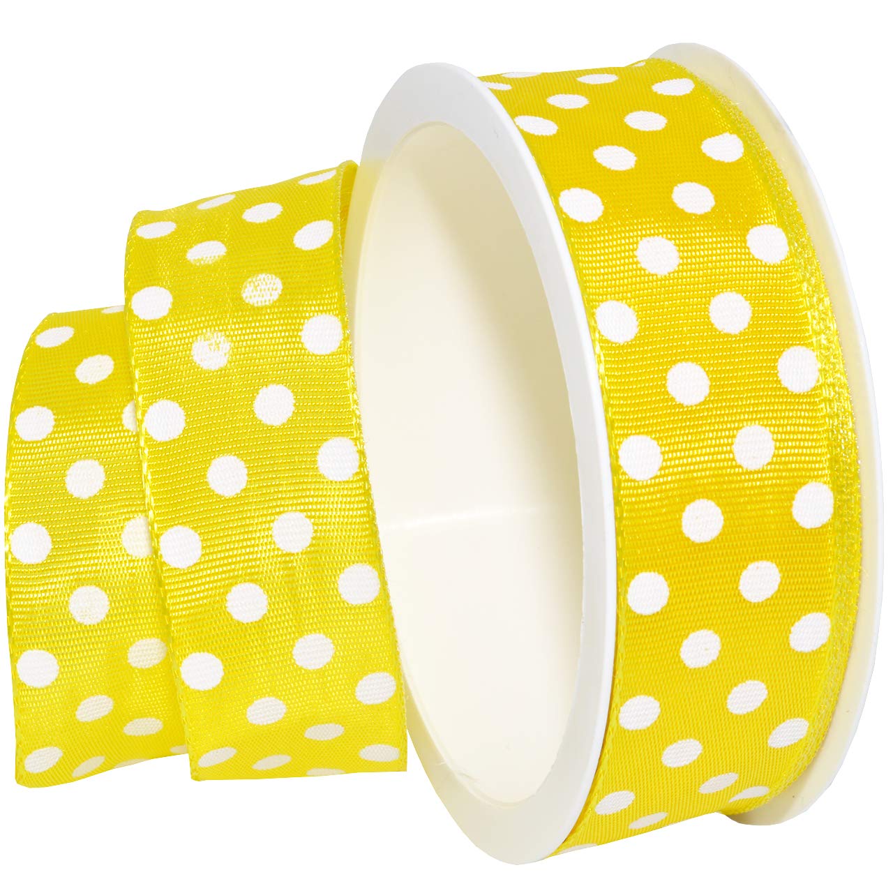 Morex Ribbon 598 Polka Dots Ribbon, Textile, Yellow, 1 Inch by 4 Yards