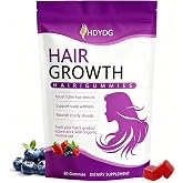 HDYDG Hair Growth Vitamins Gummies for Women and Men, Biotin Soft Chews for Thicker Fuller Stronger Hair Growth, Hair Supplement Accelerator, Mixed Berry Flavor, 60 Soft Chews (Cherry)