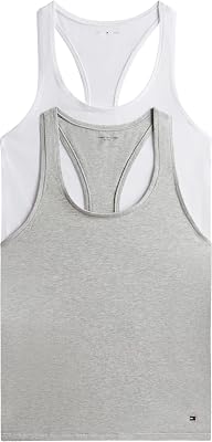 Débardeurs Lot de 2 Femme avec Stretch, Multicolore (White/Light Grey HTHR), XS