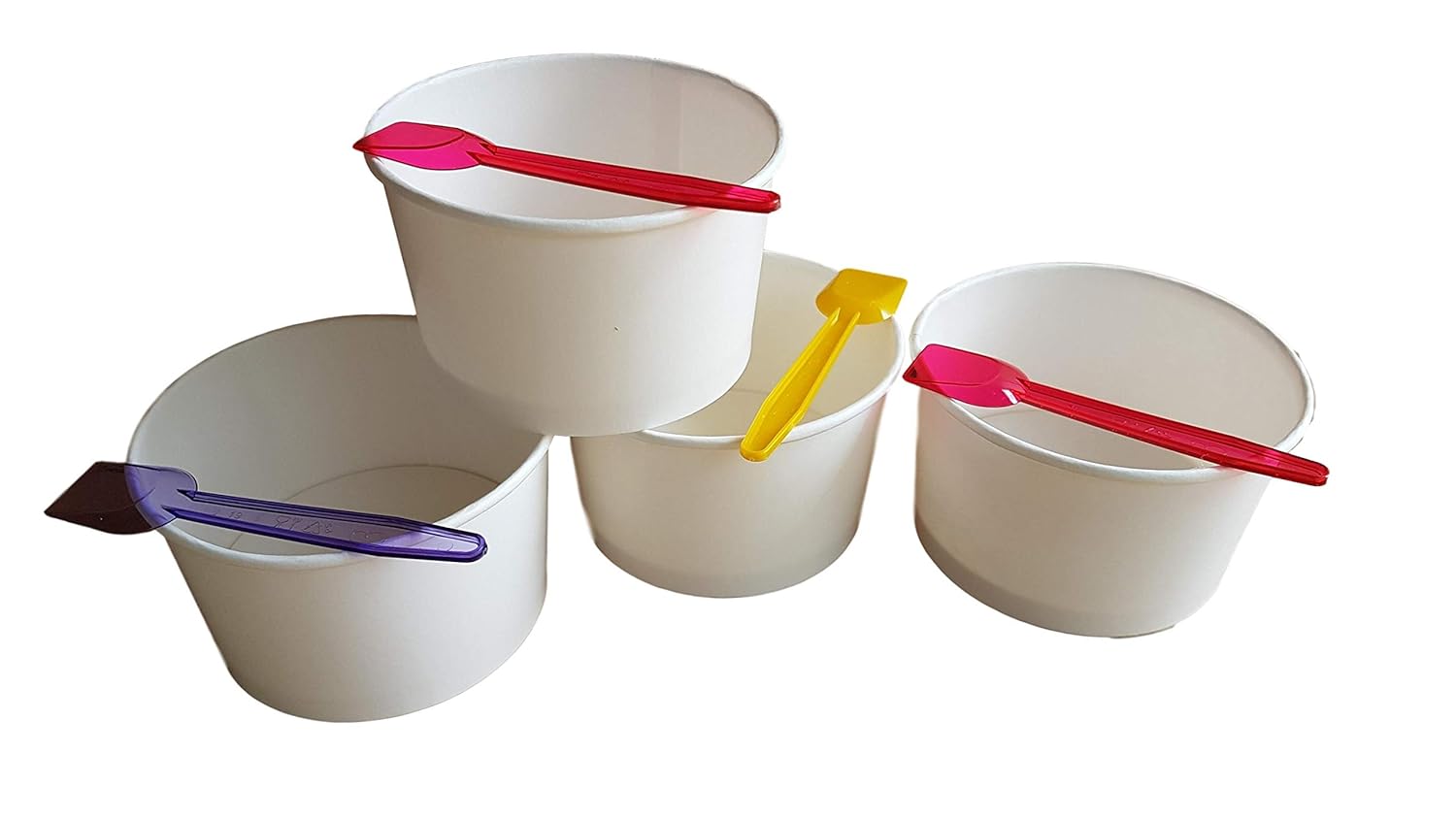 Kram (Pack of 100) CUP + SPOON ice cream 250 ml multi color bowl small