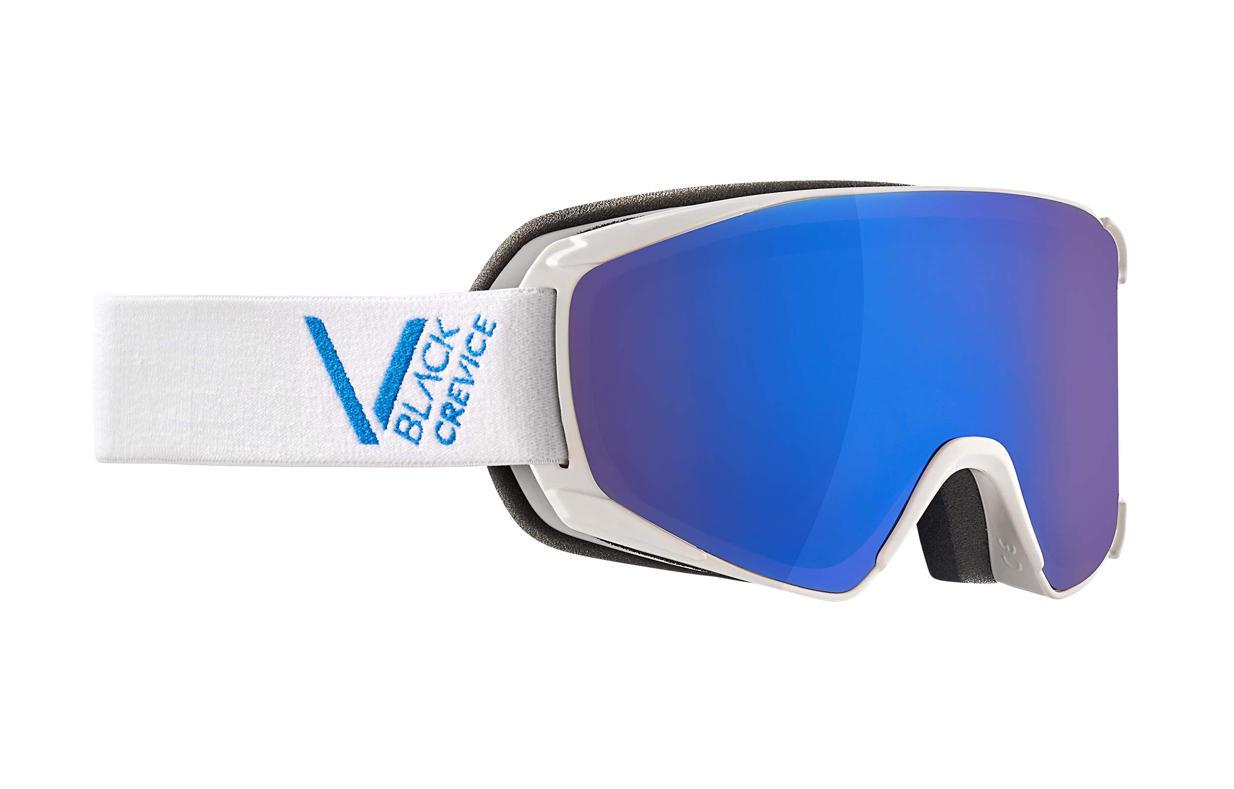 Black Crevice Ski Goggles - Schladming - Double Lens, Anti-Fog Coating, UV400 Protection (White/Blue, M (Head Circumference 55-58 cm)