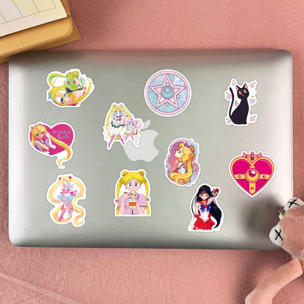 Sailor Moon Anime Stickers Pack 100 PCS | 100 Unique Stickers, Classic Anime Characters, Easy to Use, Waterproof Vinyl, Perfect for Car, Laptop, Water Bottles, Bicycles, Motorcycle