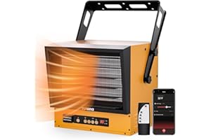 TURBRO 15,000W Electric Garage Heater, 240V Hard Wired, WiFi Enabled, Fan-Forced Shop Heater with Remote, Overheat Protection, Thermostat, 12-Hr Timer, Ceiling/Wall Mounted, ETL Listed, GH15K Smart