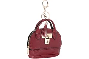 PATIKIL Mini Tote Bag Keychain, Cute Coin Purse Keychain PU Leather Backpack Purse Key Chain Little Cosmetic Bag Keychains fo