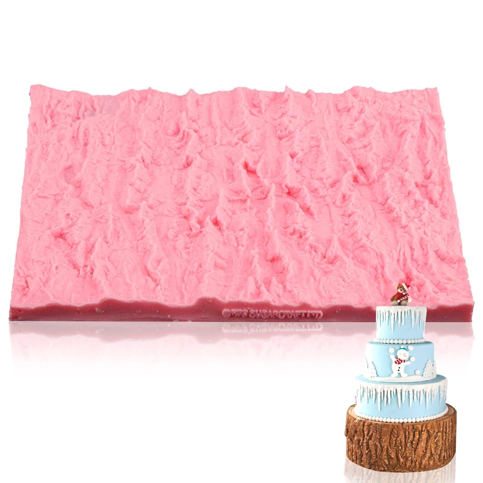 Cyrank Tree Bark Cake Fondant Mold, Cake Lace Baking Mold, Non Stick Fondant Impression Mat, Silicone Cake Decorating Mold, Embossed Icing Moulds, Rectangle Cake Mold for Cake Decorating
