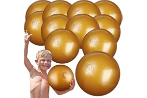 Raiten 12 Pcs Beach Ball Inflatable Beach Balls Large Inflatable Ball Floating Ball for Swimming Pool Party Favors Outdoor Activities Summer Birthday Party Supplies (Gold,12 Inch)