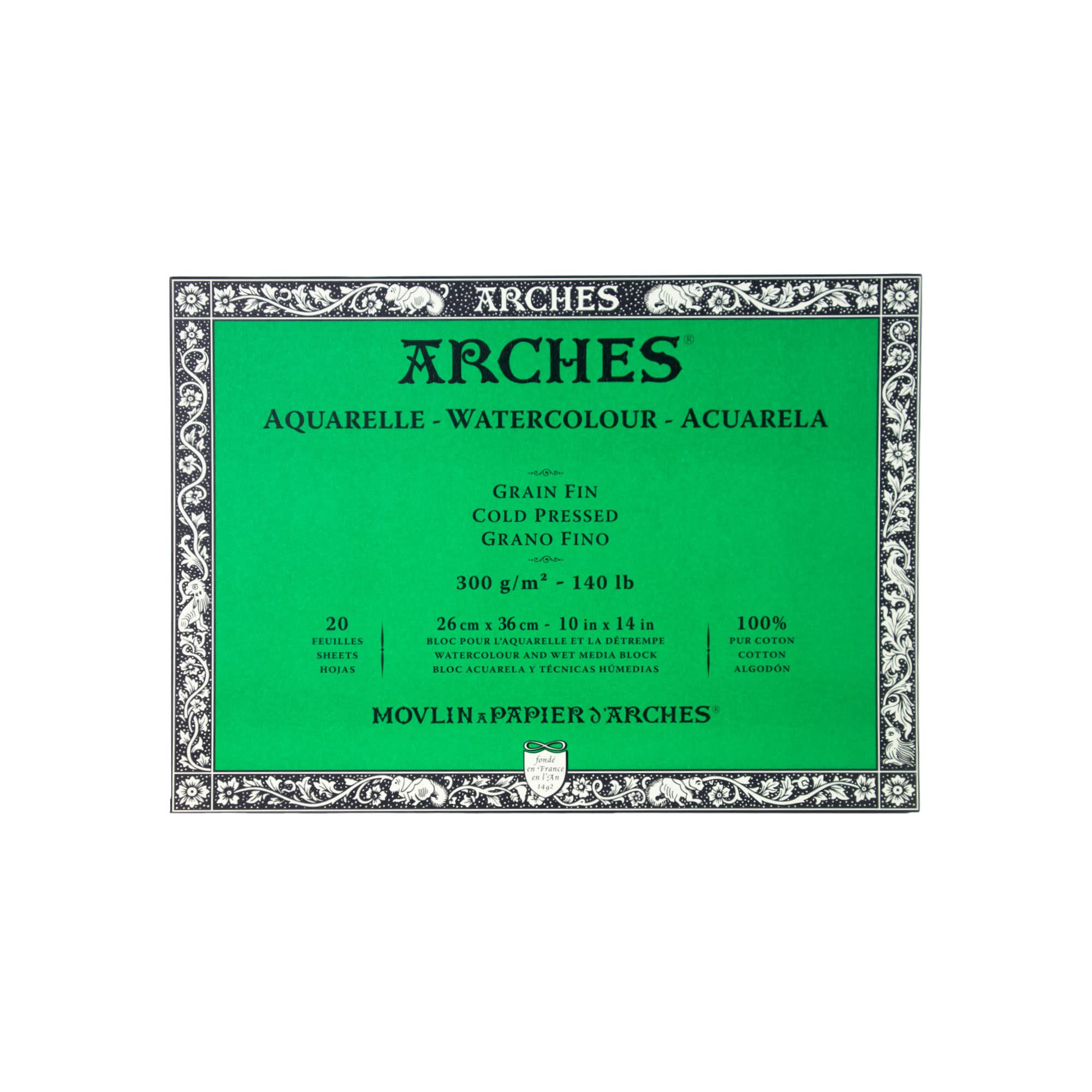 Arches 26 x 36 cm 300 GSM Cold Pressed Watercolour Block, Multicoloured,795061