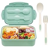 LOVINA Bento Boxes for Adults - 1100 ML Bento Lunch Box For Kids Childrens With Spoon & Fork - Durable Perfect Size for On-the-Go Meal, BPA-Free and Food-Safe Materials(Green)