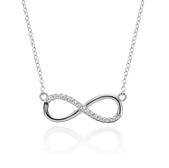 namana Halskette mit Unendlichkeitszeichen mit Zirkonia, 18 Karat Roségold vergoldet oder rhodinierte Sterling Silber Halsket