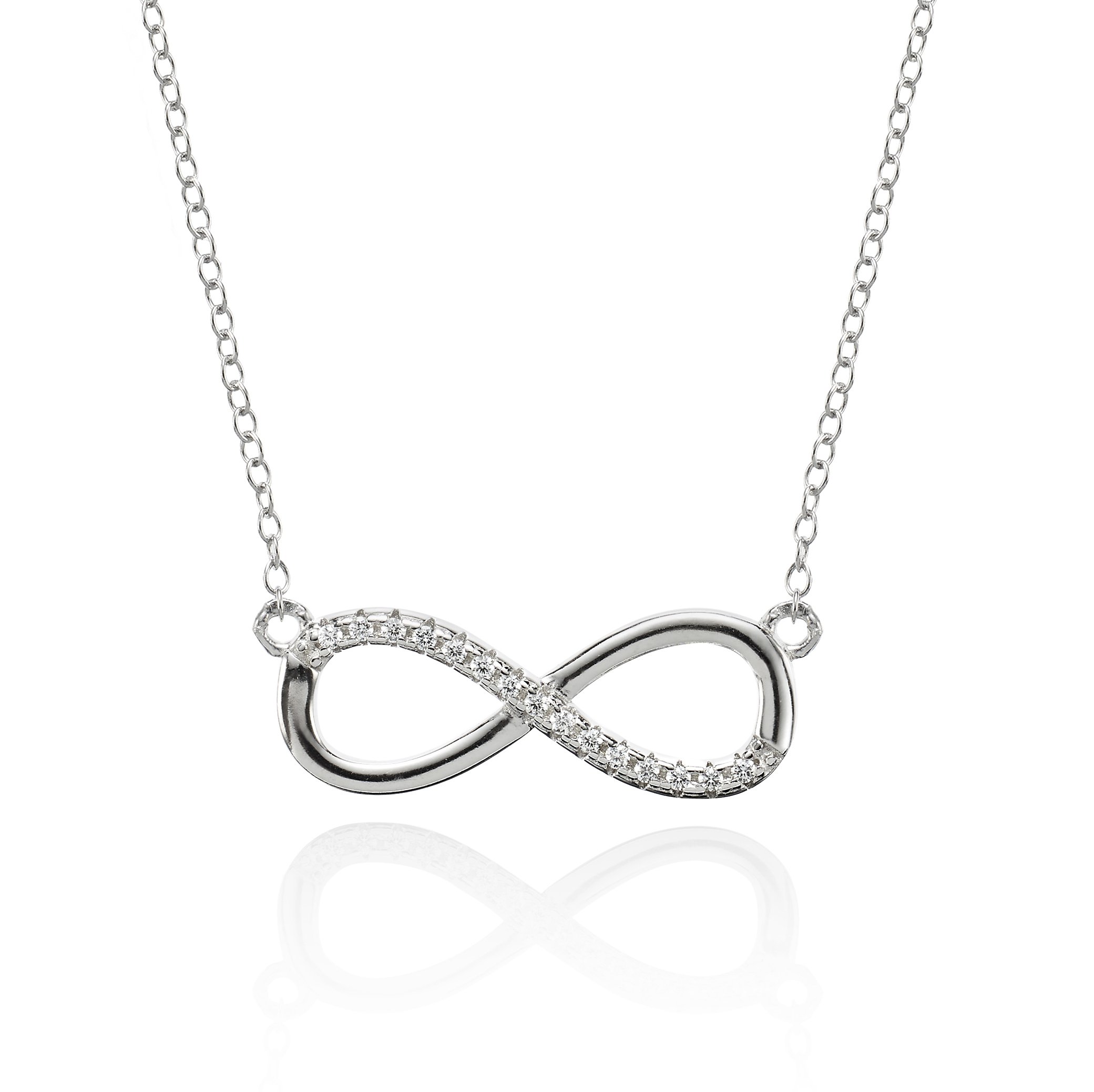 namana Silver Infinity Necklace With Cubic Zirconia, 925 Sterling Silver Chain for Women and Teen Girls, Elegant Diamante Infinity Jewellery Gift — image 1