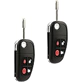 Car Key Fob Keyless Entry Remote Flip fits 2001 2002 2003 2004 2005 2006 2007 2008 Jaguar S-Type, X-Type, XJ8 (NHVWB1U241), Set of 2