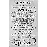 SOUSYOKYO I Love You Gifts for Her, I Love You to the Moon and Back Metal Wallet Card, Mini Love Note for Wife, Girlfriend, Fiancee, Mothers Day, Anniversary, Valentine