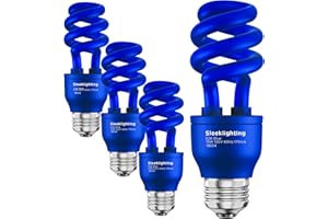 SLEEKLIGHTING 13 Watt Blue Spiral CFL Fluorescent Light Bulb UL Listed - General Purpose Spiral CFL Blue Light Bulbs -120 Volt, E26 Medium Base.(Pack of 4)