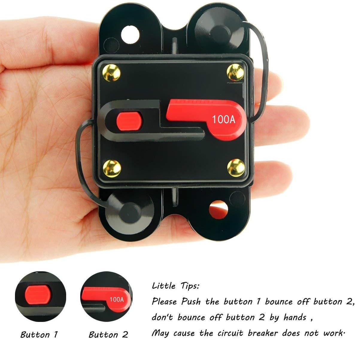 ANJOSHI Circuit Breaker 100amp 50A-300A with Manual Reset Home Solar System Fuse Holder for Car Audio and Amps Protection 12V-24V DC Reset Fuse Inverter Replace Fuses