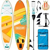 Overmont Inflatable Stand Up Paddle Board 10'6" with SUP Accessories | All-Around Adult SUP, 33" Wide Stable Design, Non-Slip Deck, 450 lb Capacity, Pump, Adjustable Paddle &amp; Travel Backpack