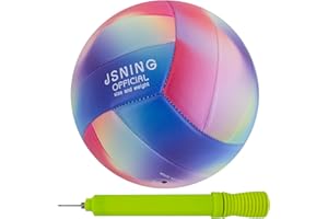 JSNING Colorful Volleyball Soft Touch for Outdoor Indoor Beach Game,Official Size 5,Volley Lite Volleyball with Pump