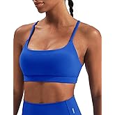 K-Swiss Sports Bras for Women - Light Impact Unadjustable Scoop Neck Thin Strappy Wireless Padded Yoga Workout Gym Tops