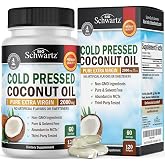 Coconut Oil Capsules 2000mg, 120ct, 2 Month Supply | Organic Pure Extra Virgin Unrefined Cold Pressed for Healthy Skin Nails Hair Growth Support Bloating Anti Aging Digestion