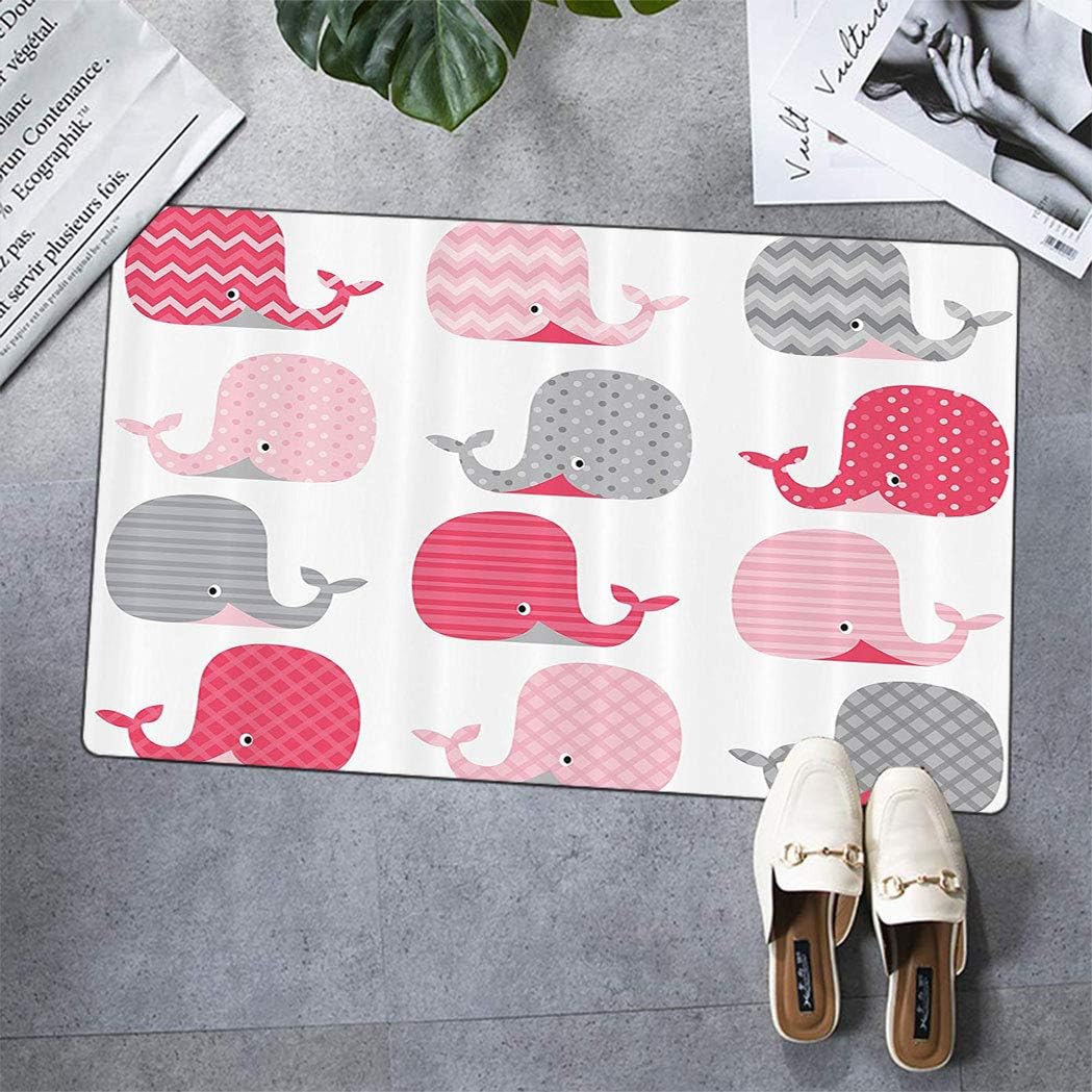 Whale Indoor Doormat, Cute Patterned Whales Design Perfect