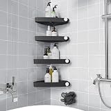 Sotfamily 4 Pack Black Shower Caddy No Drill Corner Shelf with Adhesive
