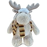 DolliBu Plush Standing Moose Stuffed Animal - Soft Plush Huggable Moose with Brown Hat & Neck Scarf, Adorable Plush Toy, Wild Life Cuddle Gifts for Kids & Adults - 13.5 Inches