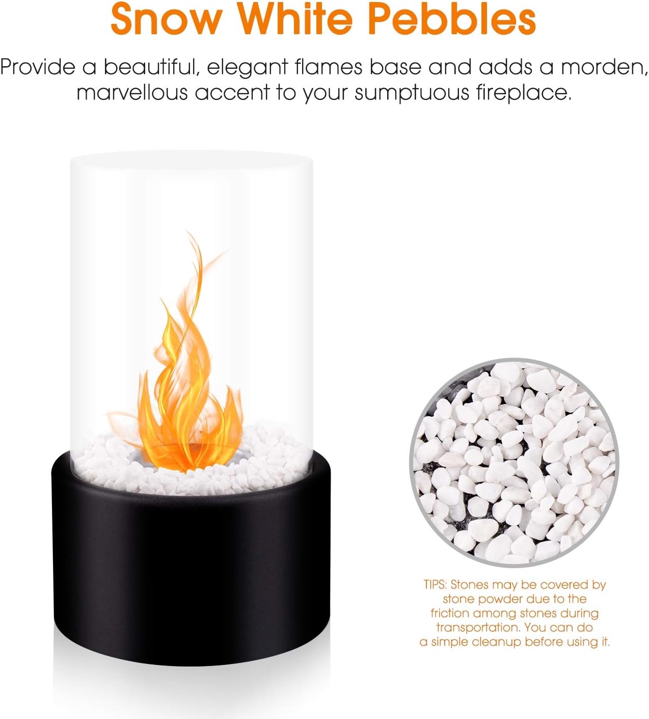 BRIAN & DANY Tabletop Ethanol Fireplace - Portable Ventless Fire Pit For Indoor Outdoor Use