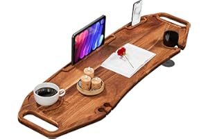 Lush & Style Premium Bathtub Tray Large & Thick 35” x 10”, Acacia Wood Luxury, Waterproof, Non-Toxic, Adjustable Legs, No Too