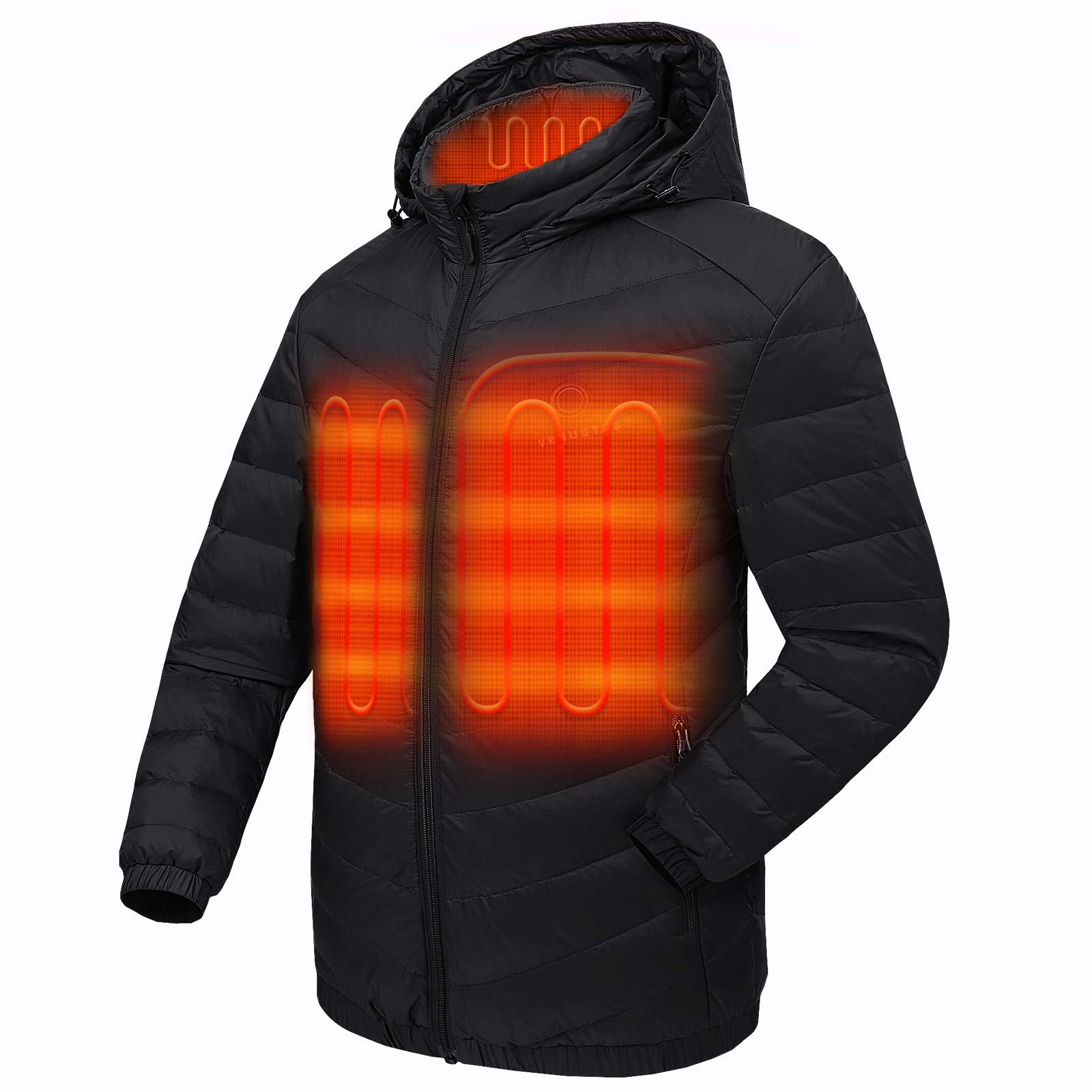 Buy Men's Down Heated Jacket with Battery Pack 7.4V and Detachable Hood Online at desertcartINDIA
