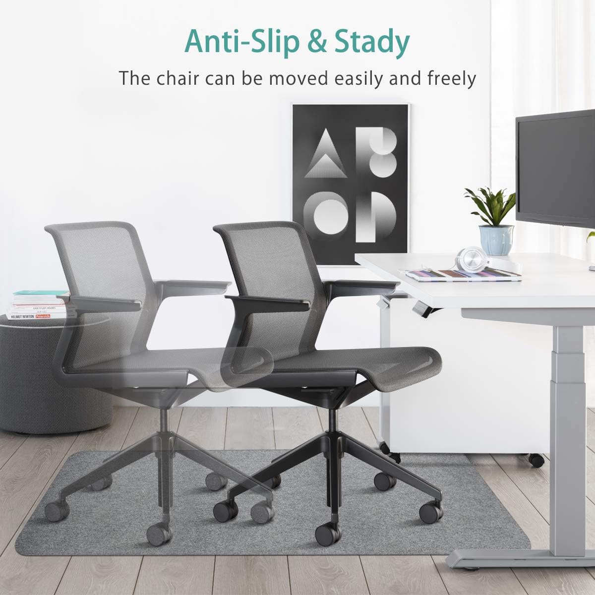 Office Chair Mat, Upgraded Version - Office Desk Chair Mat for Hardwood Floors, 1/6" Thick 55"x35" Hard Floor Protector Mat, Multi-Purpose Chair Carpet for Home (Light Gray) : Office Products
