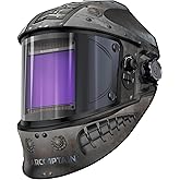 ARCCAPTAIN 3.94"X3.66" Welding Helmet Auto Darkening, 1/1/1/1 Top Optical Clarity Large Viewing Screen Solar Power Welding Hood with 4 Arc Sensor, Wide Shade 4-5/5-9/9-13 for TIG MIG ARC Welding Cut