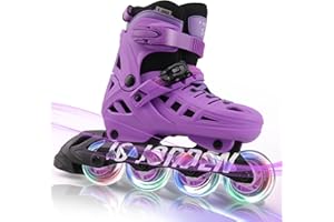JC JORDEN Inline Skates for Kids Girls and Boys, 4 Sizes Adjustable Roller Skates Blades with Full Light Up Wheels for Women Men, Durable Outer Shell, Roller Skates 4-12 Adults
