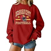 MOUSYA Football Season Sweatshirt Women Game Day Sweatshirt Sunday Funday Pullover Tops