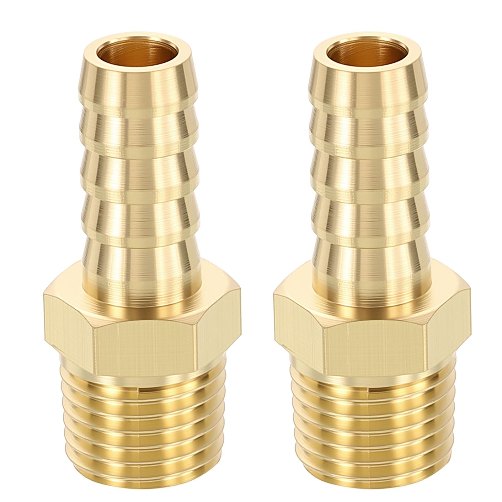 Photo 1 of METALLIXITY 2pcs Brass Hose Barbs to NPT Male Adapter 3/8" Barb x 1/4" NPT Male for Automotive, Motorcycle, Marine, Truck, RV Fuel Systems