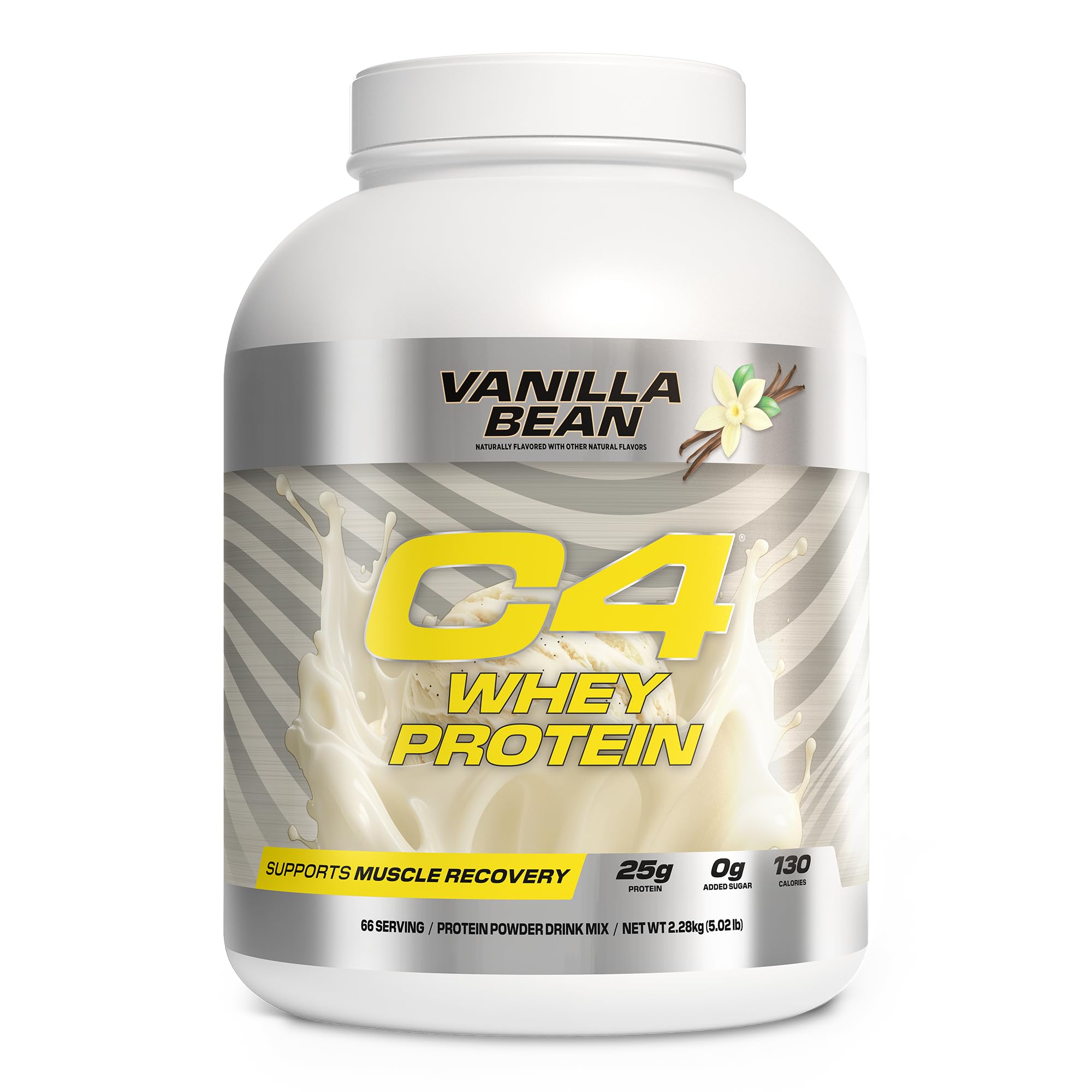 Cellucor C4 Whey Protein Powder, Vanilla Bean – 25g Protein, 0g Added Sugar, 130 Calories Per Serving, Supports Muscle Recovery, 66 Servings, Premium Whey for Post-Workout