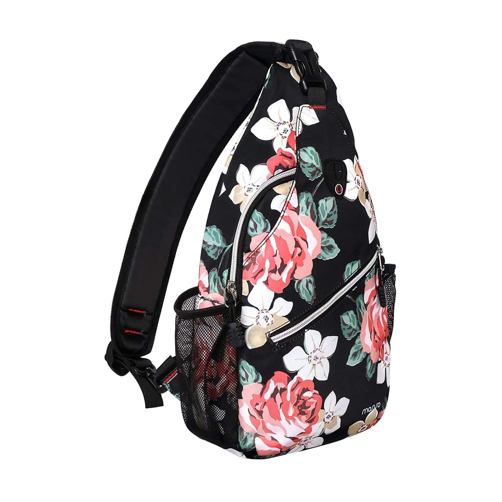 MOSISO Sling Backpack,Travel Hiking Daypack Rose Rope Crossbody