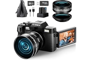 G-Anica Digital Cameras for Photography, 48MP&4K Video/Vlogging Camera for YouTube with WiFi, 60FPS Autofocus Travel Camera with Wide-Angle & Macro Lens (2 Batteries)