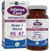 Vital Planet - Intense Care Brain &amp; Mood Probiotics, Prebiotics, Postbiotics, Parabiotics, Complete 4-in-1 Refrigerated Supplement for Adults, 65 Billion CFU, 67 Strains, Digestive and Immune, 30 ct