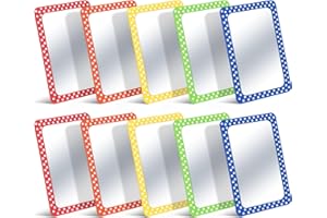 Dandat 10 Pcs Small Mirrors for Kids 4 x 6 Inch Unbreakable Shatterproof Mirror Round Corners for DIY Crafts and Preschool Facial Expression Classroom Educational Resources (Classic Colors)