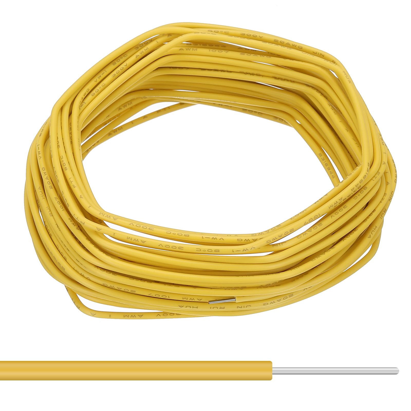 PATIKIL 22AWG Solid Electric Wire, 1 Pcs 49Ft Hook Up Tinned Copper Wire 1007 PVC Solid Single Core Wire for Home Improvement Circuit Computer Line, Yellow