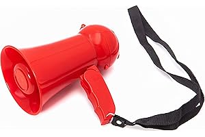 BEMLDY Mini Portable Megaphone Bullhorn with Siren, Adjustable Volume. Handheld Mic,Ideal for Fans Cheering of Football, Soccer, Baseball, Hockey, Basketball (red)