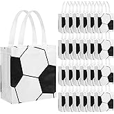 Pineraap 24Pcs Soccer Party Favors Bags, Soccer Treat Candy Goodie Bags, Soccer Non Woven Totes with Handles for Sports Theme Birthday Party Team Celebrations after Football Games, 7.9×7.9×3.5 In