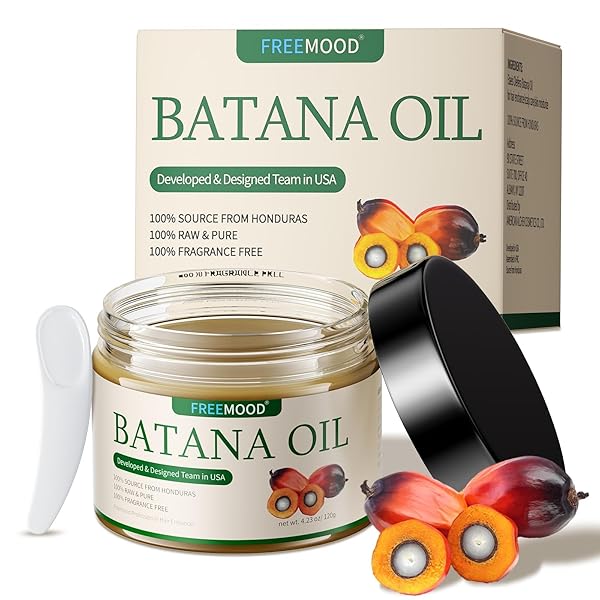 RAW BATANA OIL FOR HAIR GROWTH, 100% NATURAL & PURE, DR. SEBI BATANA OIL RAW FROM HONDURAS UNREFINED AND ORGANIC, CARE FOR HAIR THICKNESS, SCALP & SKIN, WITH SMALL SCOOP, 4.23 OZ / 120G