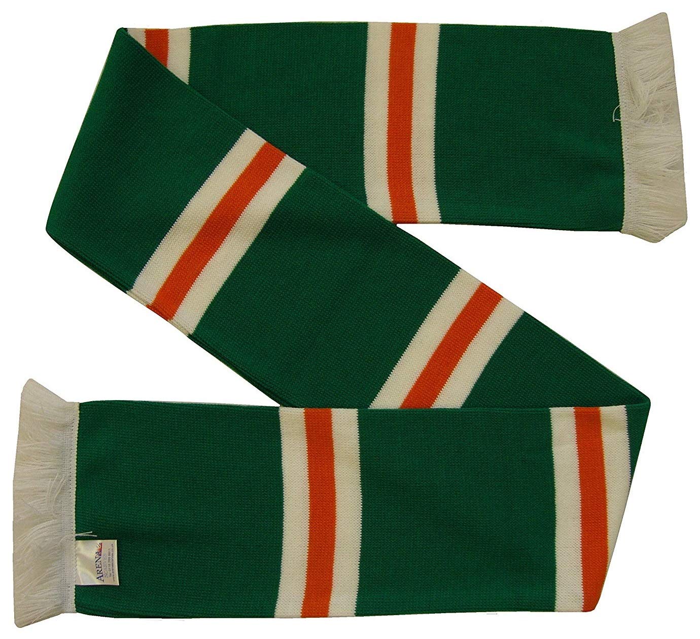 Arena Scarves Celtic and Ireland Football Fans Green, White and Tangerine Retro Striped Scarf