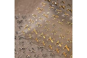 NBNTGH 5D Embossed Gold Bow Nail Art Stickers, Self-Adhesive Rhinestone Nail Decals for Women, DIY Nail Art Designs