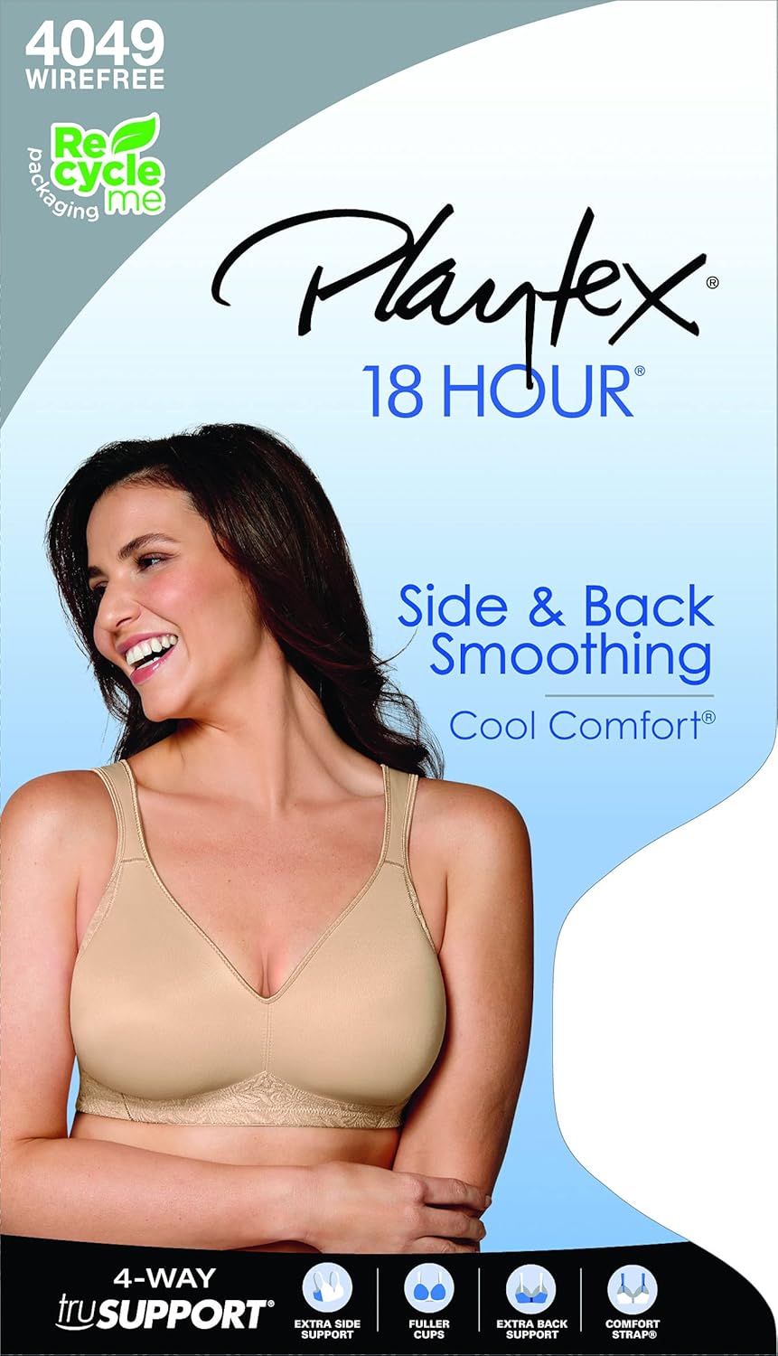 Playtex Women's 18 Hour Seamless Smoothing Full Coverage Bra US4049 at  Women’s Clothing store