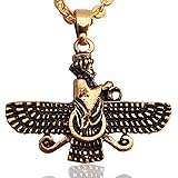 Small Double Sided Gold Pt Fatvahar Faravahar Necklace Chain Iranian Persian Gift