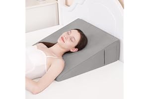 Lossey Bed Wedge Pillow for Sleeping, 7.5 Inch Triangle Pillow Wedge for After Surgery, Memory Foam Top Wedge Pillow for Anti-snoring Acid Reflux Gerd with Machine Washable Plush Cover